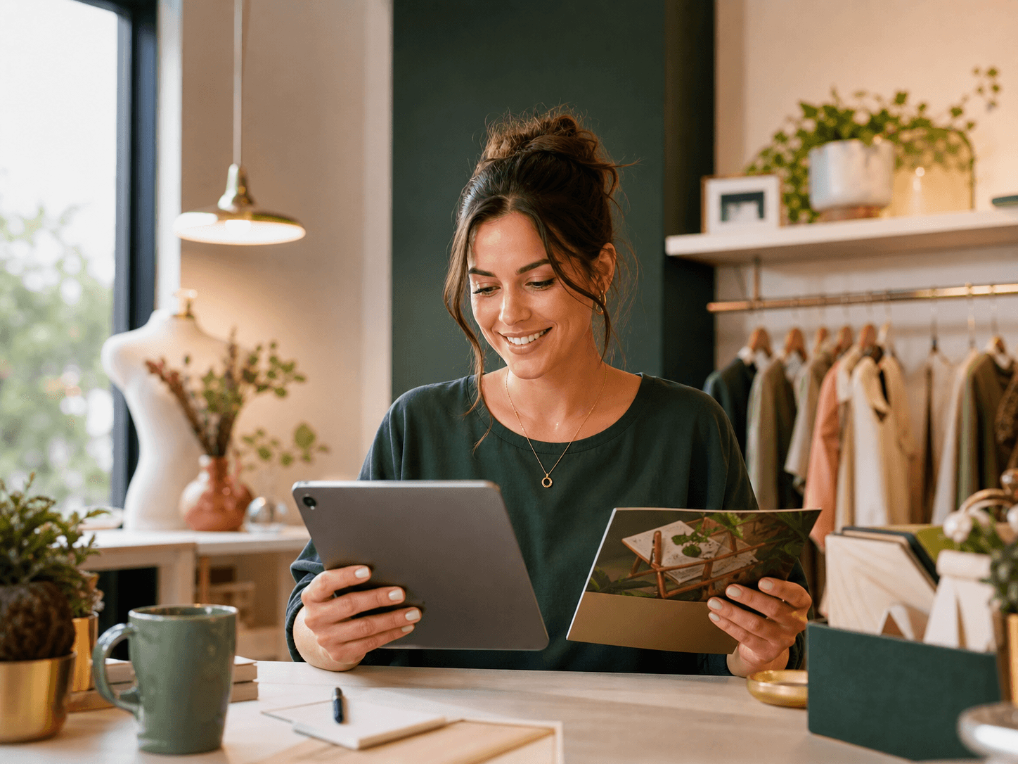 Small business owner reviewing digital leads
